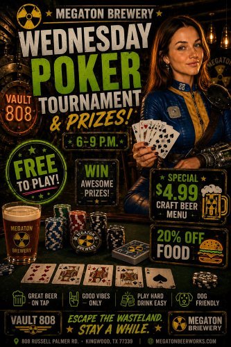 Free Poker Tournament & Prizes at Megaton Brewery
