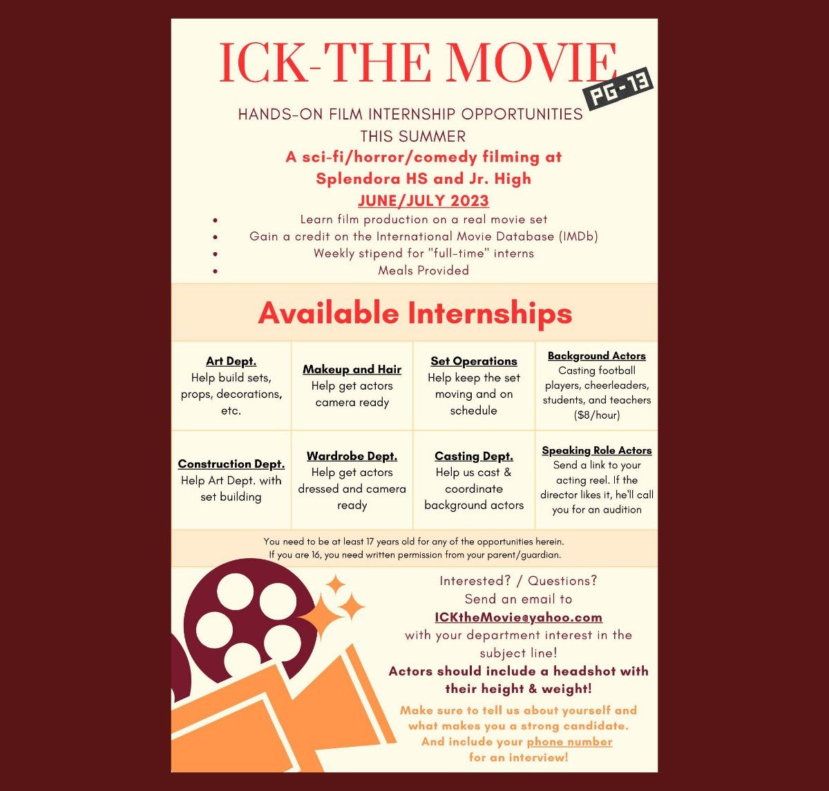 Summer Internships and Acting Opportunities this Summer in Splen, image size:1200x1145
